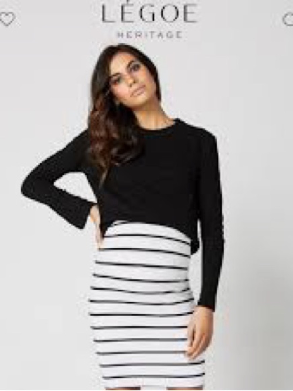 LEGOE Heritage Black/White Striped Maternity Skirt Size 0 Elastic Waist NWOT